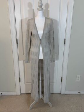 CAbi Light Gray Nantucket Duster Cardigan
